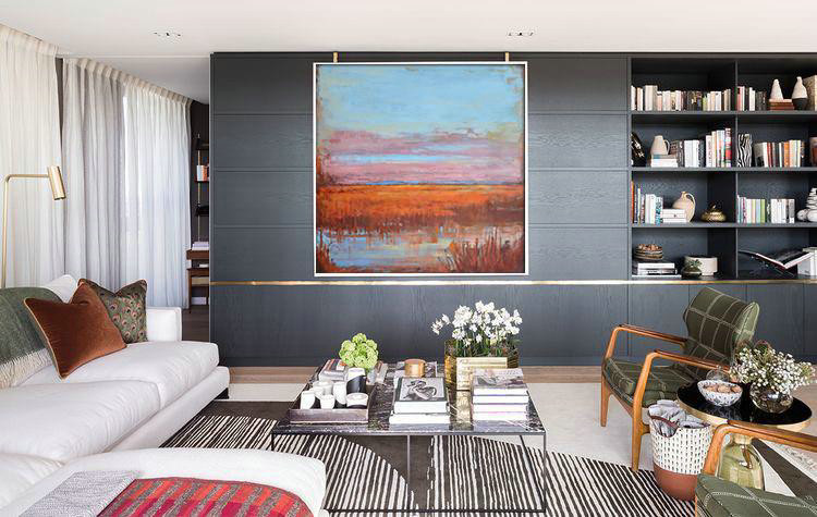 Large Abstract Art,Oversized Abstract Landscape Oil Painting,Contemporary Wall Art,Blue,Pink,Red.etc